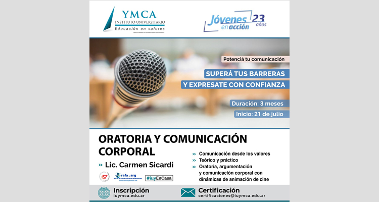 Continúan las inscripciones para el curso de Oratoria y Comunicación Corporal de "Jóvenes en Acción" Continúan las inscripciones para el curso de Oratoria y Comunicación Corporal de "Jóvenes en Acción"