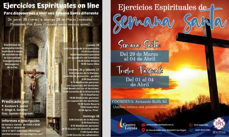 Propuestas de Ejercicios Espirituales para Semana Santa Propuestas de Ejercicios Espirituales para Semana Santa